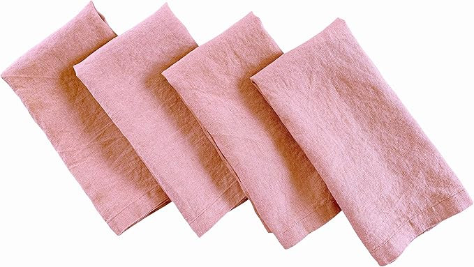 Linen Napkins – 100% French Flax – Stonewashed Pure Linen Cloth Napkins – Mitered Corners ... | Amazon (US)