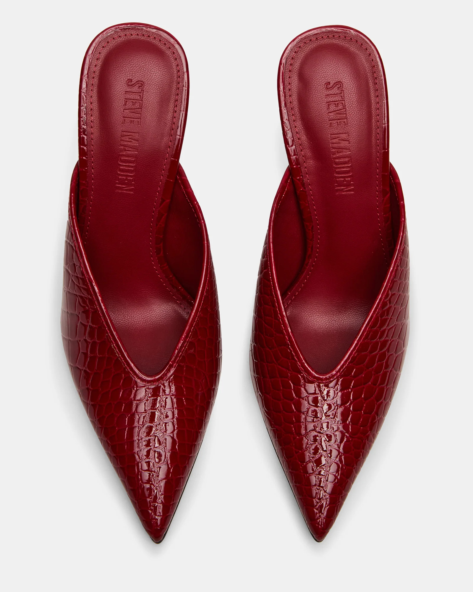 LITA Red Crocodile Pointed-Toe Mule Pump Women's Heel | Steve Madden (US)