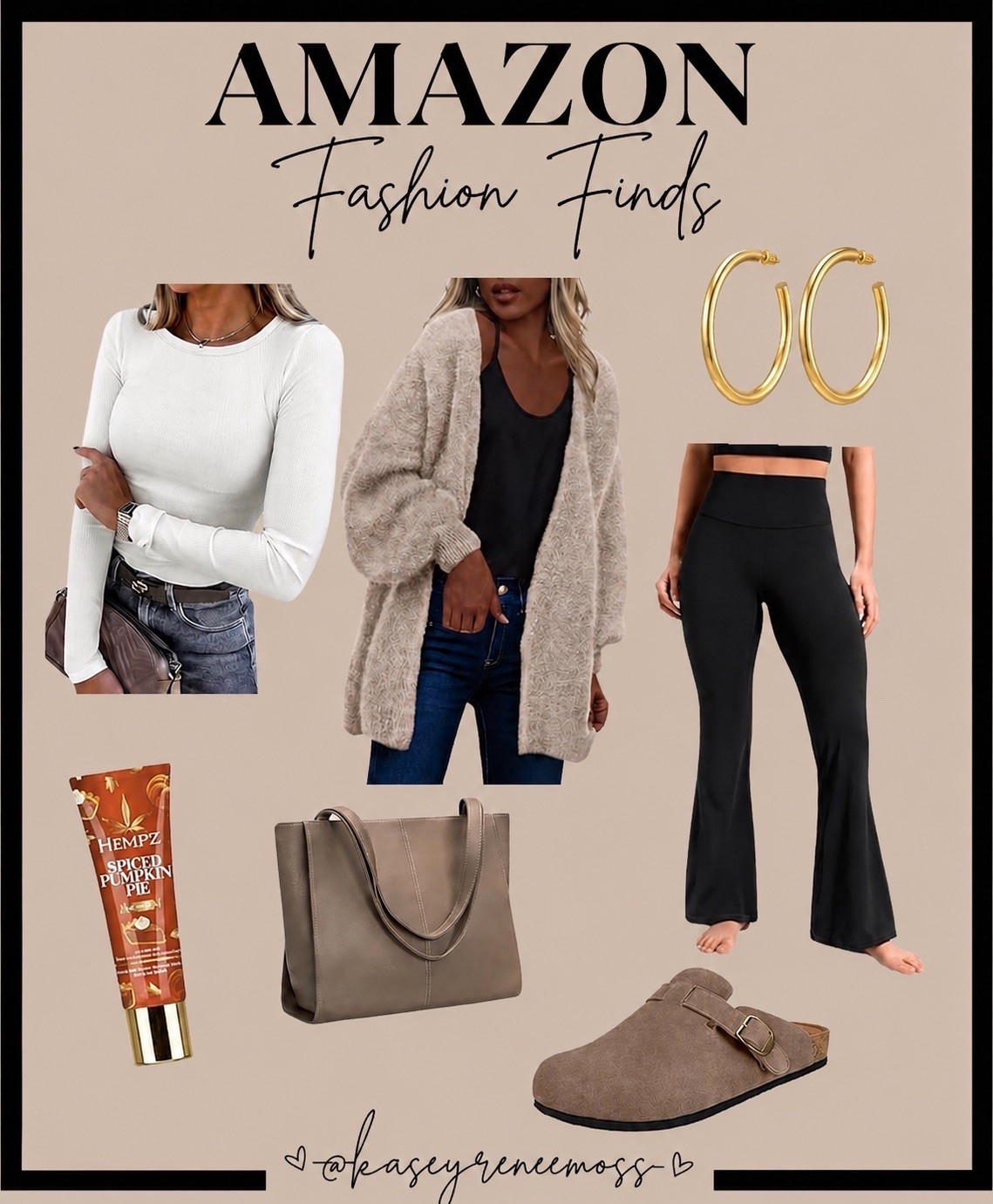 This cozy chunky knit cardigan is perfect for layering and fall weather paired with super comfy soft stretch flare leggings and these super cute suede clogs. Grab you some cute gold earrings, this cute handbag and some fall lipstick to complete your look and Stay comfy and stylish all season long! At Amazon! Shop links below