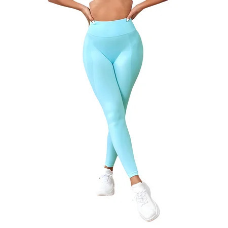 Stylish Mint Blue Workout Leggings for Women - High-Waisted Breathable Moisture-Wicking Athletic Leggings for Yoga Gym Running | Walmart (US)