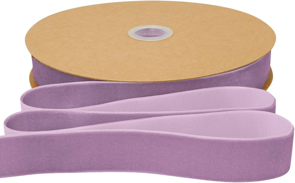 Lavender Purple Velvet Ribbon 1 inch × 25 Yards for Christmas Wreath Bow DIY Sewing Projects Gif... | Amazon (US)