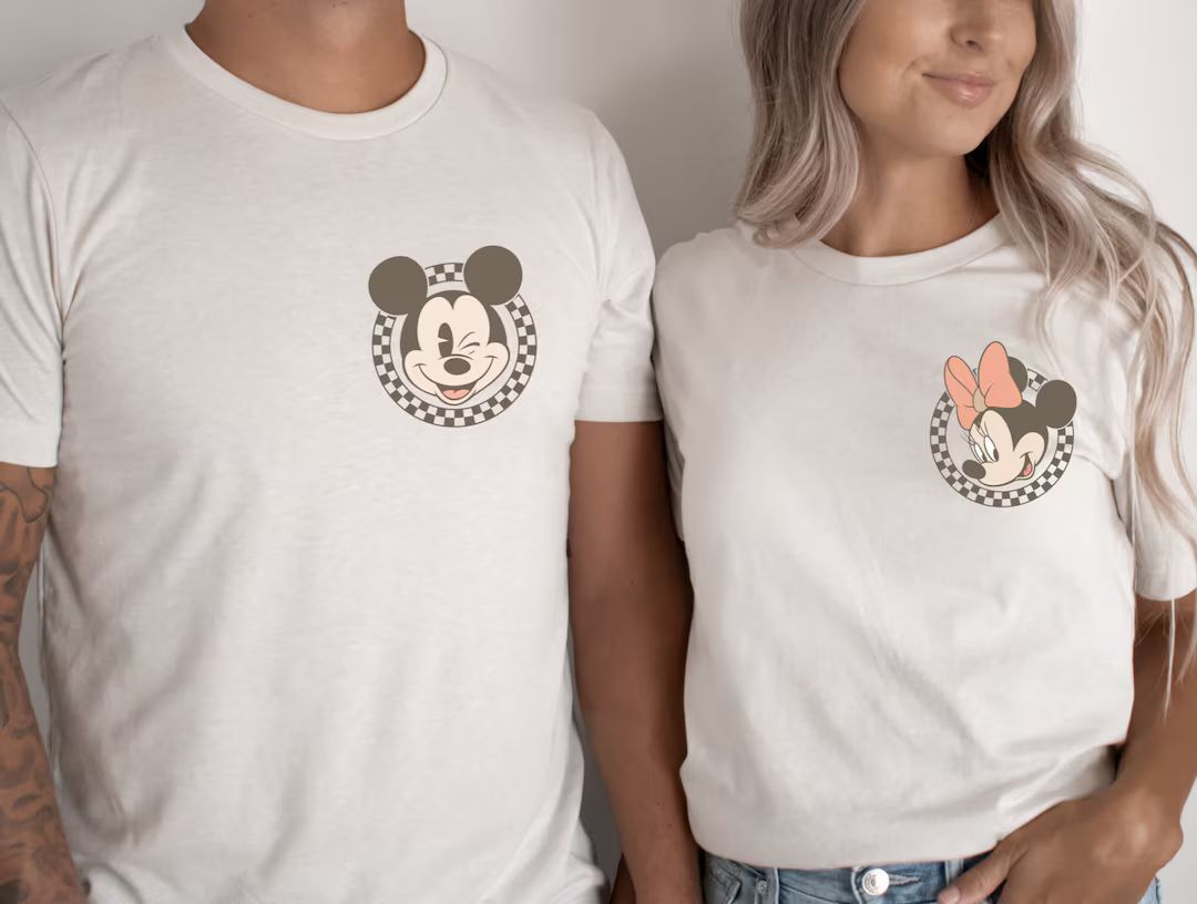 Retro Disney Pocket Size Print Shirts, Mickey Checkered Shirt, Family Shirts, Minnie Mouse Pocket... | Etsy (US)
