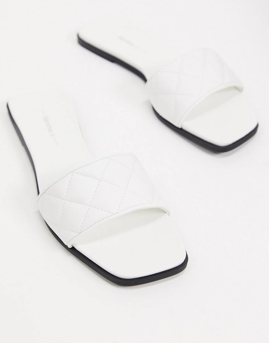Bershka square toe quilted sandal in white | ASOS (Global)