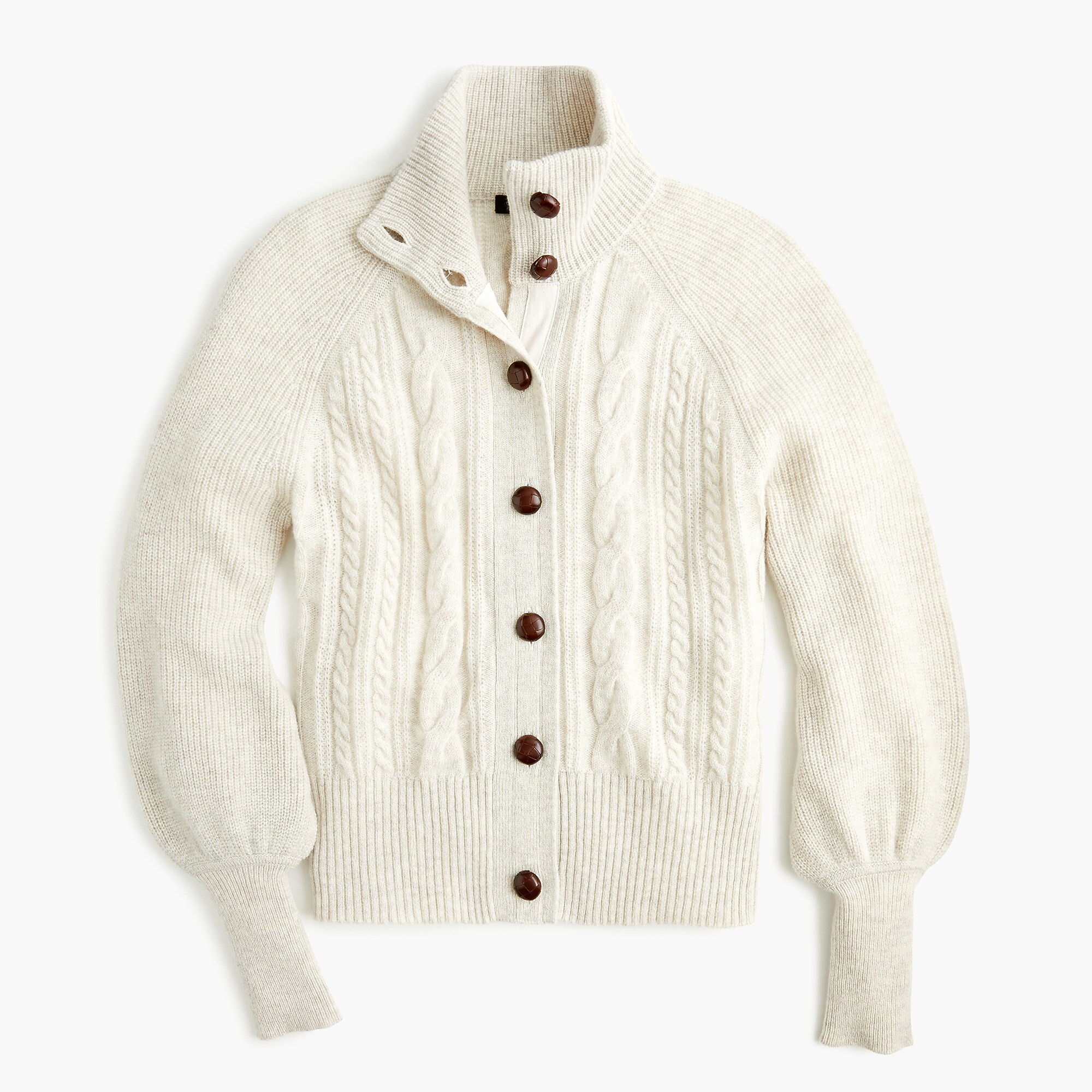 Balloon sleeve cable knit cardigan | J. Crew US