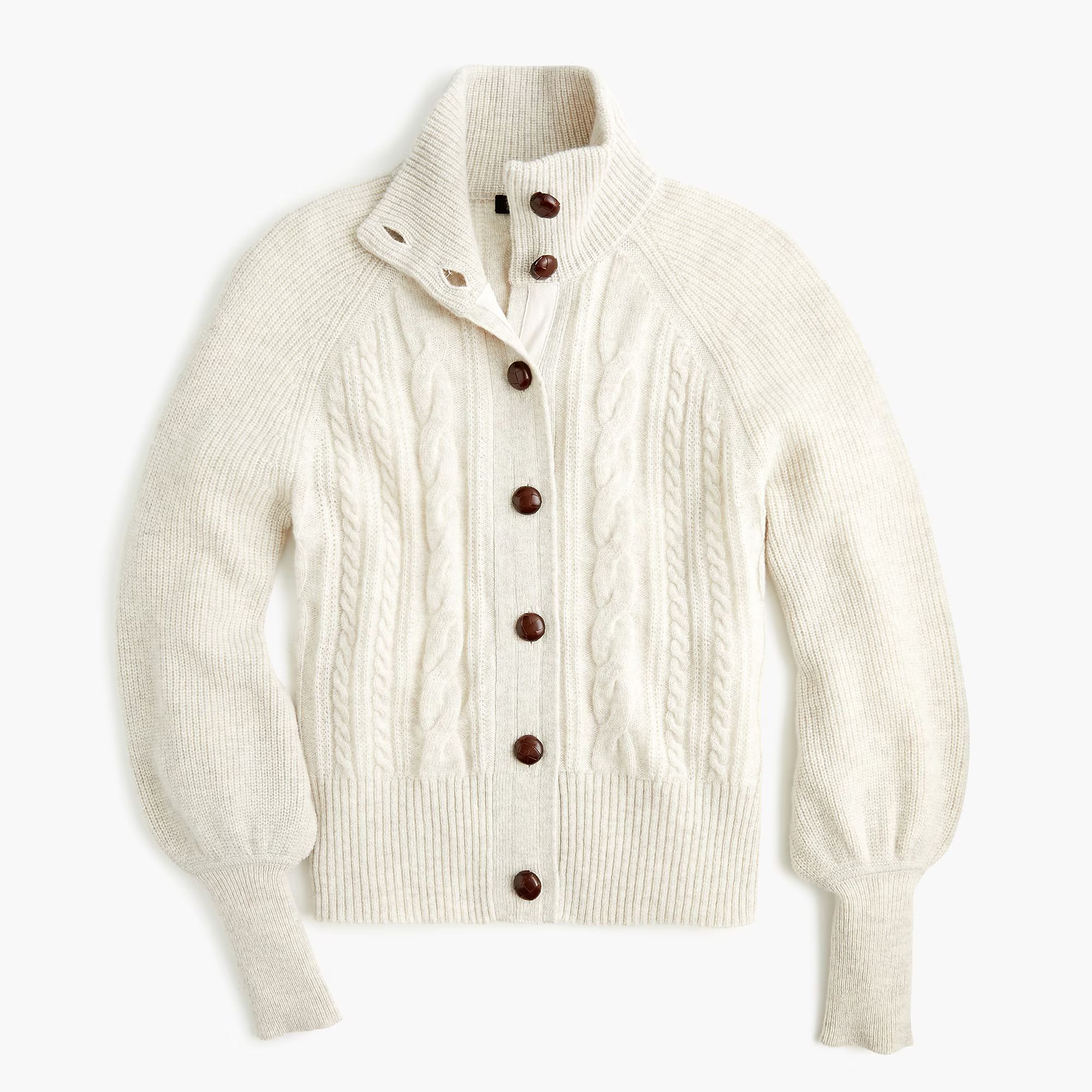 Balloon sleeve cable knit cardigan | J.Crew US
