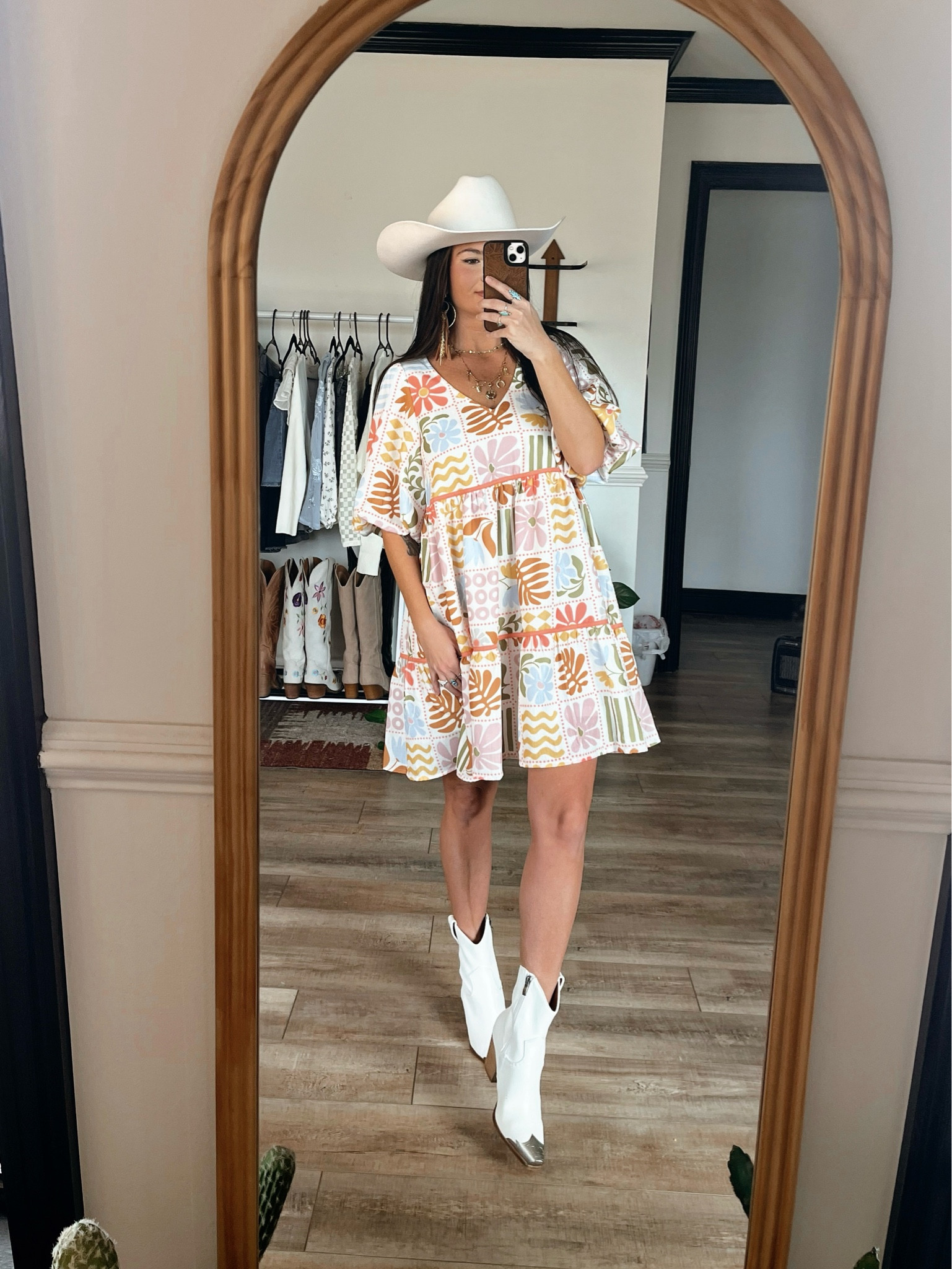 Colorful tiered babydoll dress paired with white ankle boots and ivory hat! 

Dress - code LORI
Boots - code LORI20
Jewelry- Highway Hippie code LORI10

#LTKShoeCrush #LTKSeasonal #LTKStyleTip