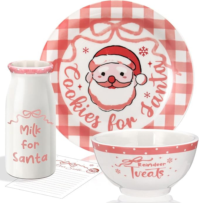 Nitial Christmas Cookies for Santa Plate Christmas Dinnerware Set Cookies for Santa Plate Set wit... | Amazon (US)