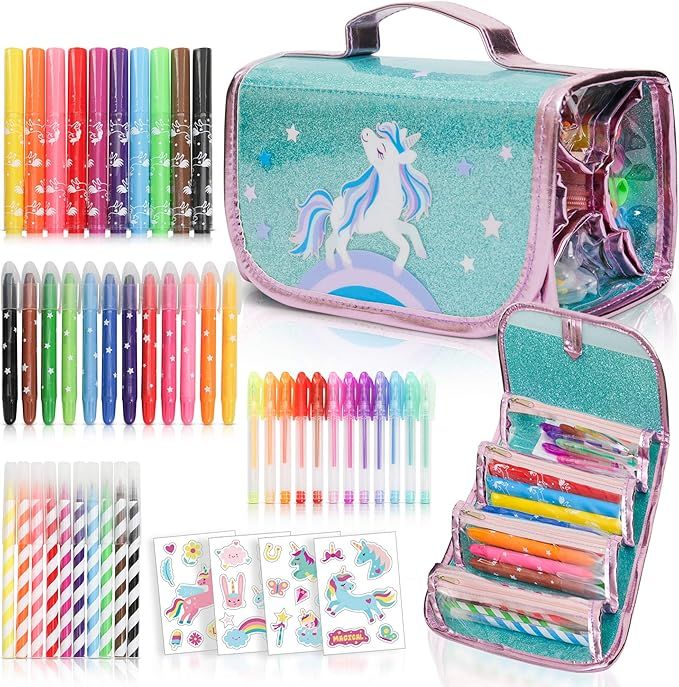 Amitié Lane Fruit Scented Markers Set with Unicorn Pencil Case With Augmented Reality Experience... | Amazon (US)