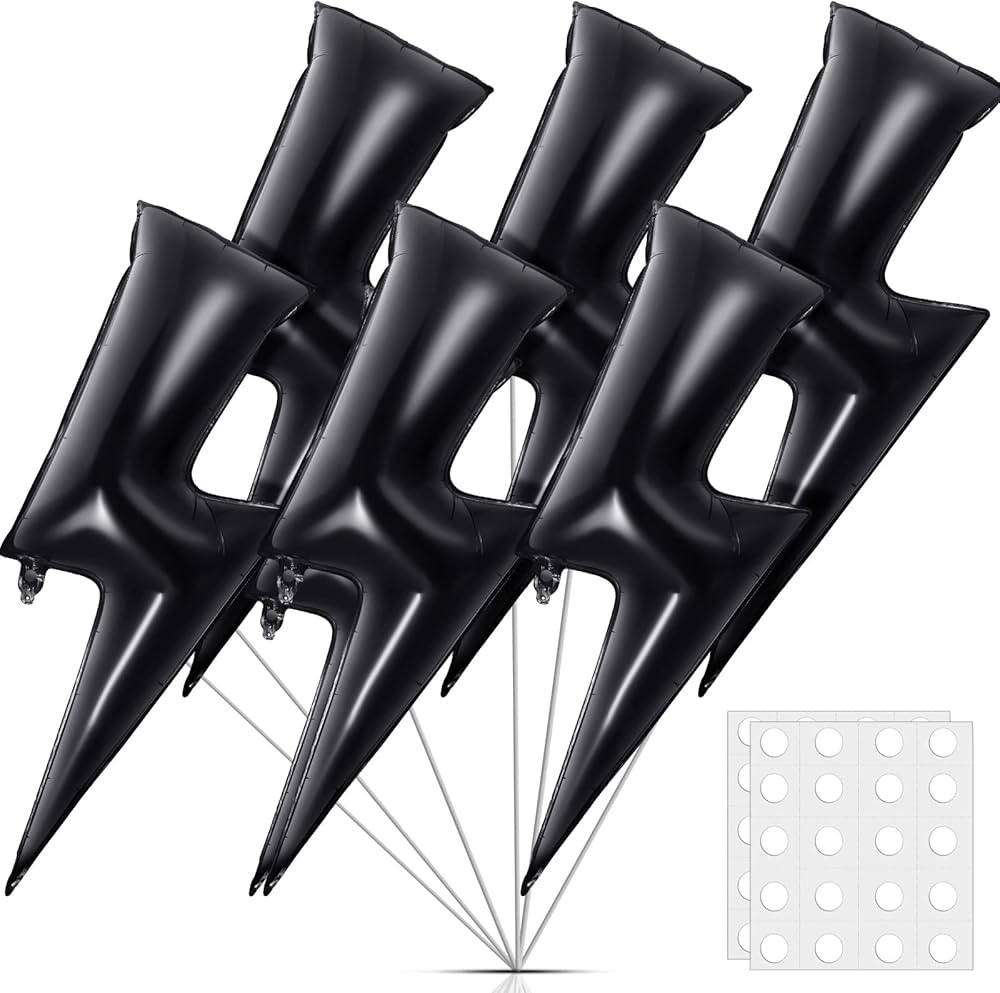 Honoson 6 Pcs 45 Inch Black Lightning Bolt Balloons Large Flash Foil Party Balloons Flash Birthda... | Amazon (US)