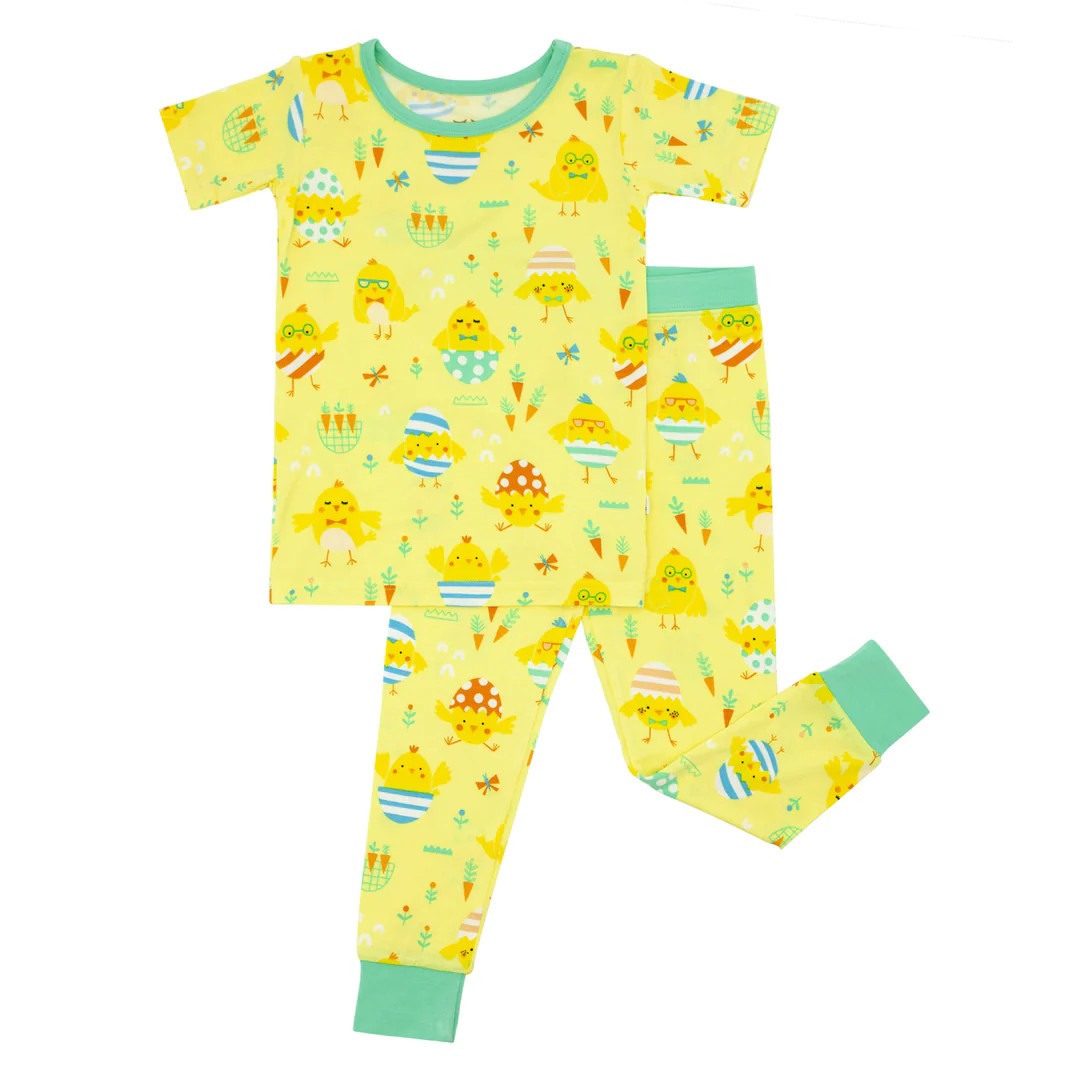 Little Chicks Two-Piece Short Sleeve Bamboo Viscose Pajama Set | Little Sleepies