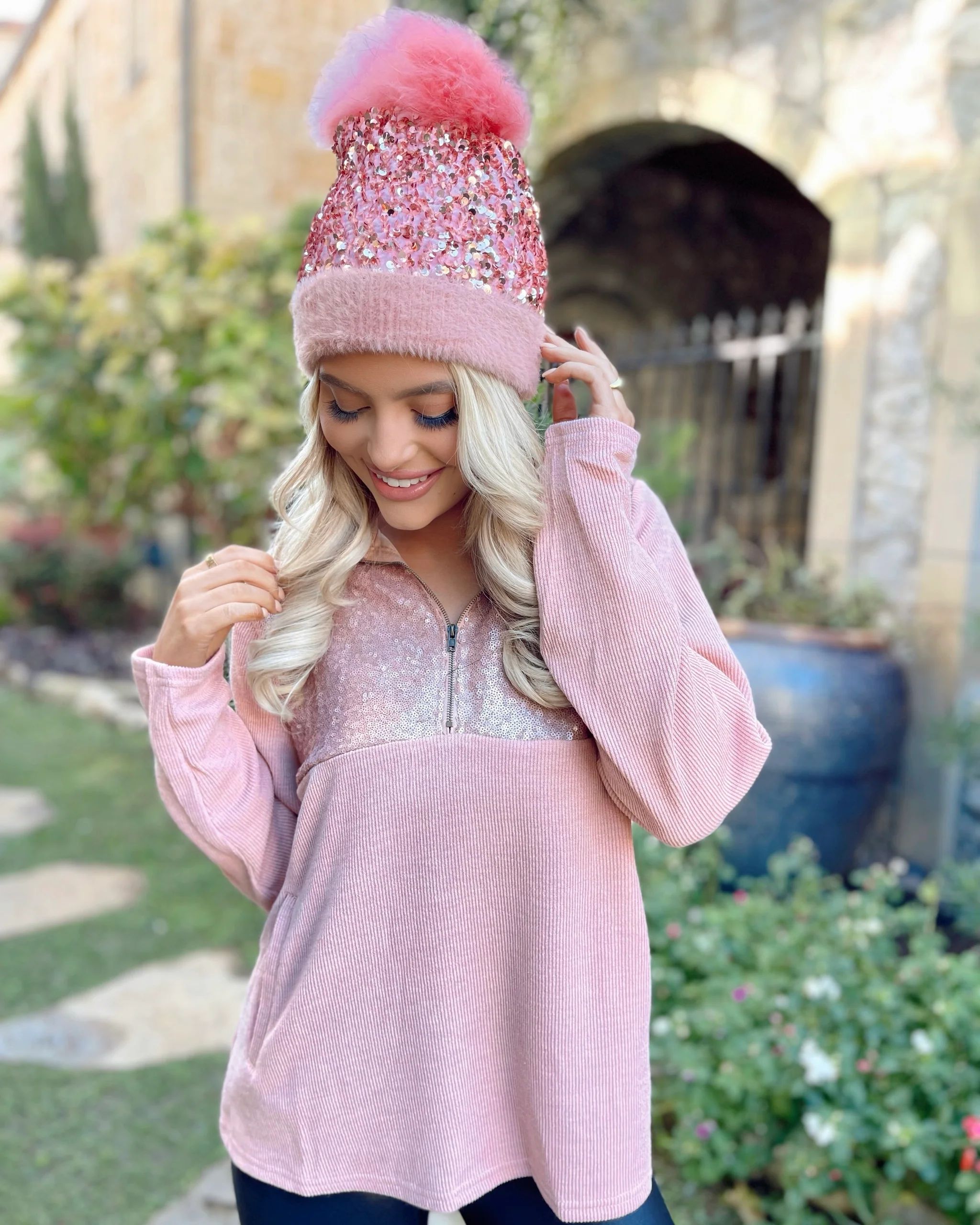 Pink Sequin Beanie | Live Love Gameday®