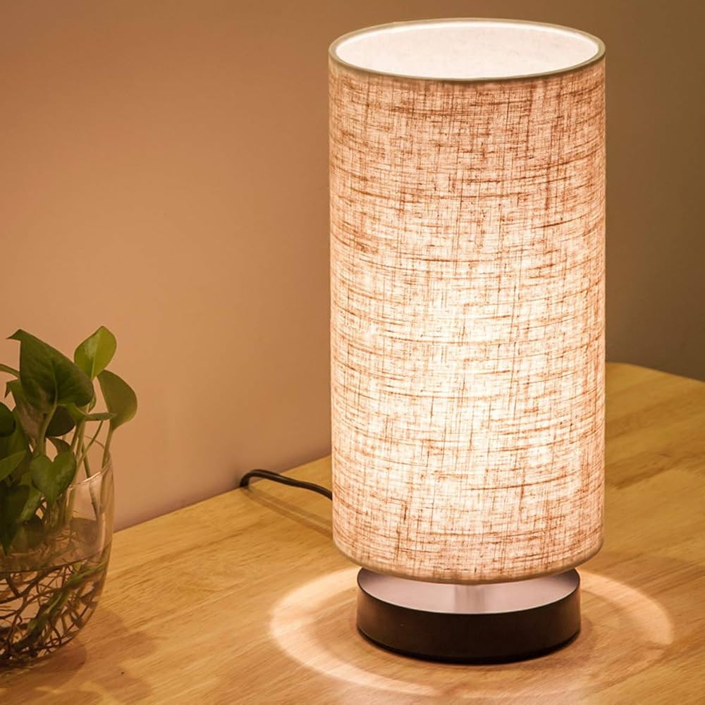 lifeholder Table Lamp, Bedside Nightstand Lamp, Simple Desk Lamp, Fabric Wooden Table Lamp for Be... | Amazon (US)