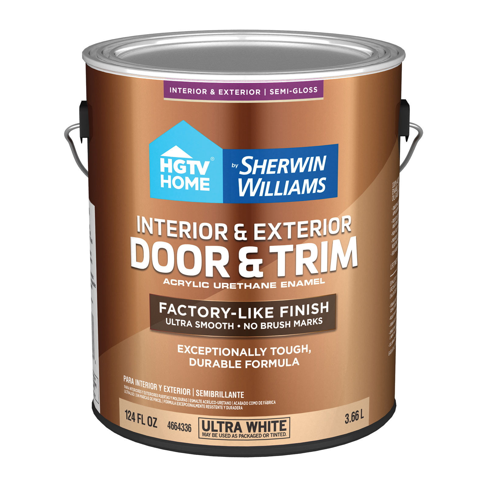 HGTV HOME by Sherwin-Williams  Semi-gloss Ultra White Acrylic Interior/Exterior Door and Trim Pa... | Lowe's