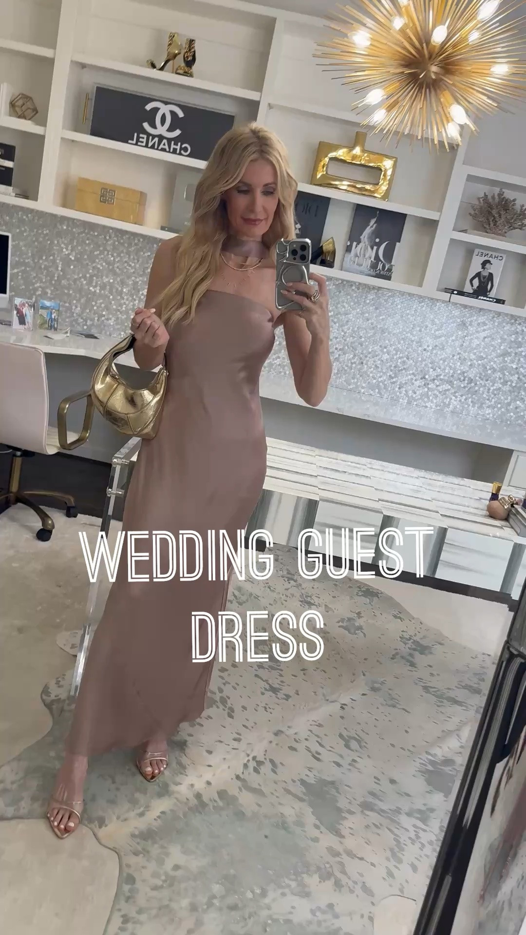 This Quince strapless silk dress is the perfect elegant spring wedding guest dress, date night look, or fancy girls’ night out outfit. The fit is impeccable, the mauve shade is so beautiful, and the sash can be wrapped around the neck for a chic choker effect. I’m wearing an XS in the dress. #QuinceStyle #SilkDress #WeddingGuestDress #LTKOver40
 

 #LTKootd #LTKSeasonal #LTKOver40