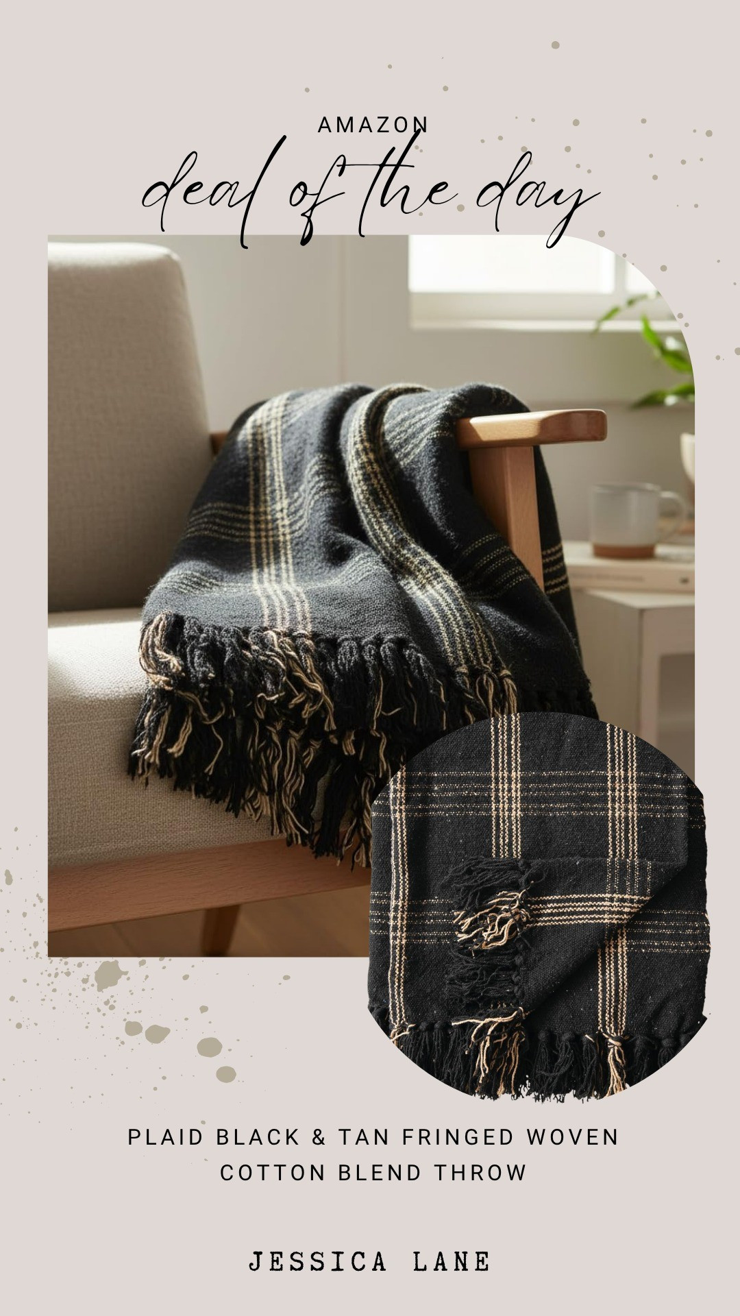 Cozy up your living space with this plaid black and tan fringed woven cotton blend throw. It adds the perfect touch of texture and warmth to any accent chair or sofa.#homedecor #cozyvibes #throwblanket #amazonfinds

#LTKSaleAlert #LTKHome #LTKSeasonal