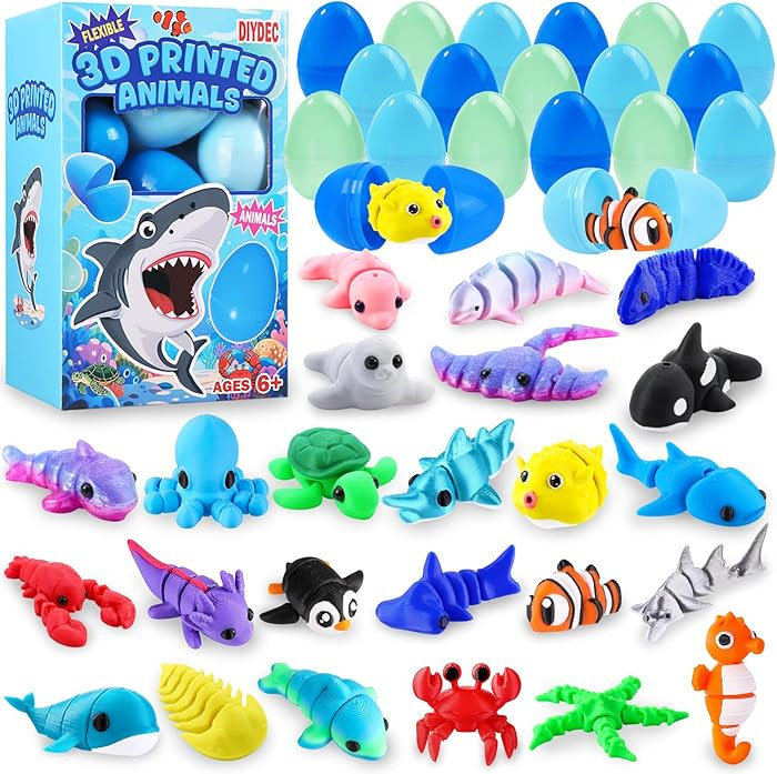 DIYDEC 24pcs Prefilled with Easter Eggs 3D Printed Animals, Mini 3D Printed Ocean Figurines Gifts... | Amazon (US)