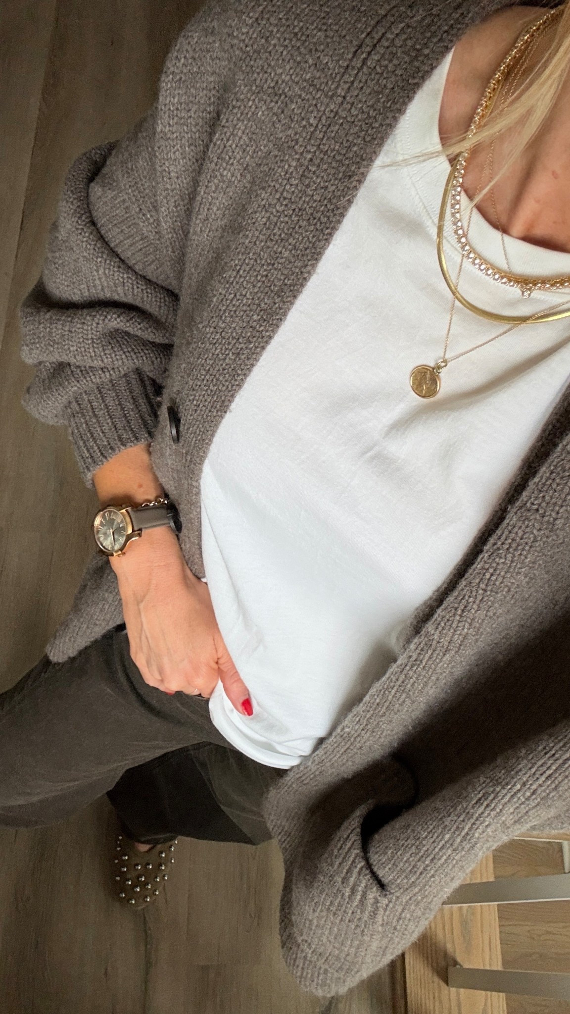 Details. 
White tee: wearing men’s size small
Brown jeans: run TTS
Studded flats: run TTS 

#LTKgrwm #LTKootd #LTKdayinmylife