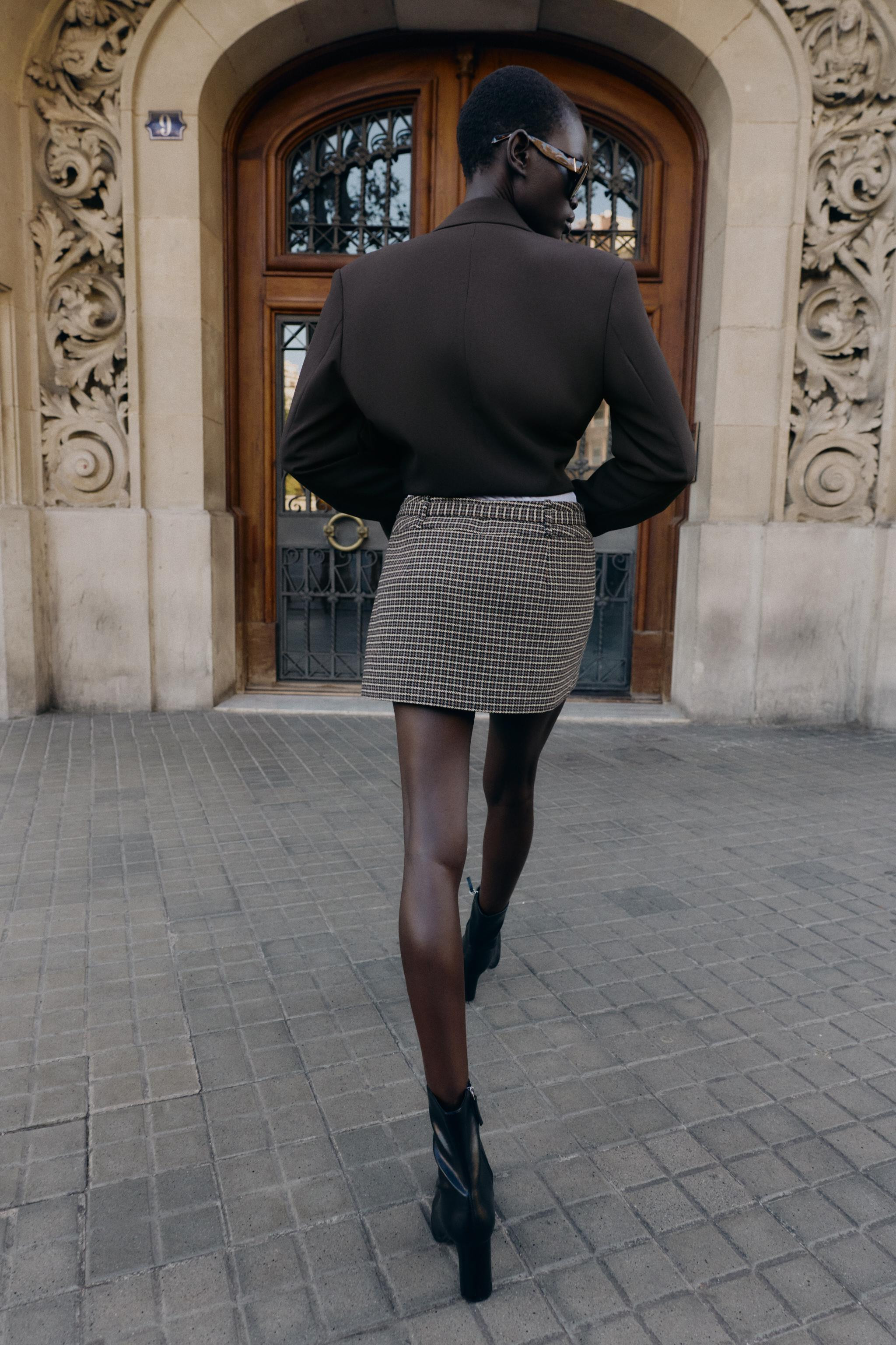 HOUNDSTOOTH SKORT WITH BELT | Zara UK