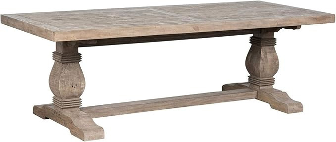 Benjara Rectangular Reclaimed Wood Dining Table with Trestle Base, Brown | Amazon (US)