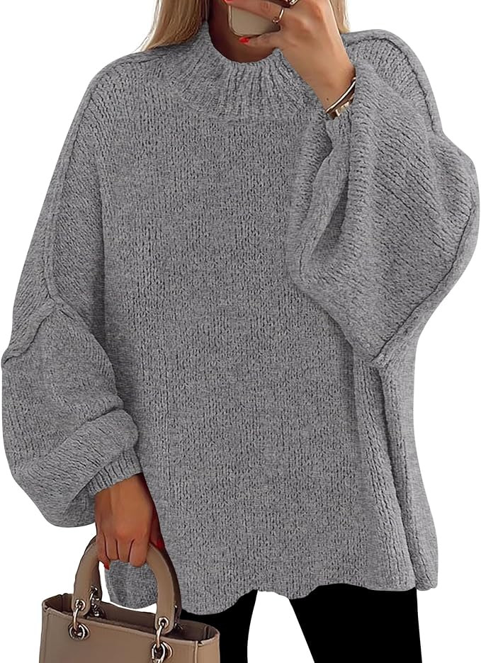 PRETTYGARDEN Women's 2025 Fall Oversized Sweaters Chunky Knit Mock Neck Long Sleeve Casual Trendy... | Amazon (US)