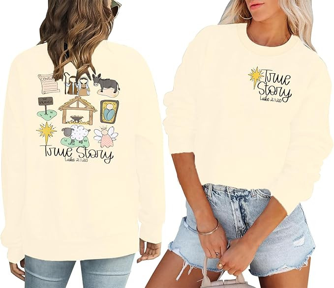 FAYALEQ Christmas Sweatshirt Women Merry Christmas Shirt Pullover Xmas Graphic Long Sleeve Tops | Amazon (US)