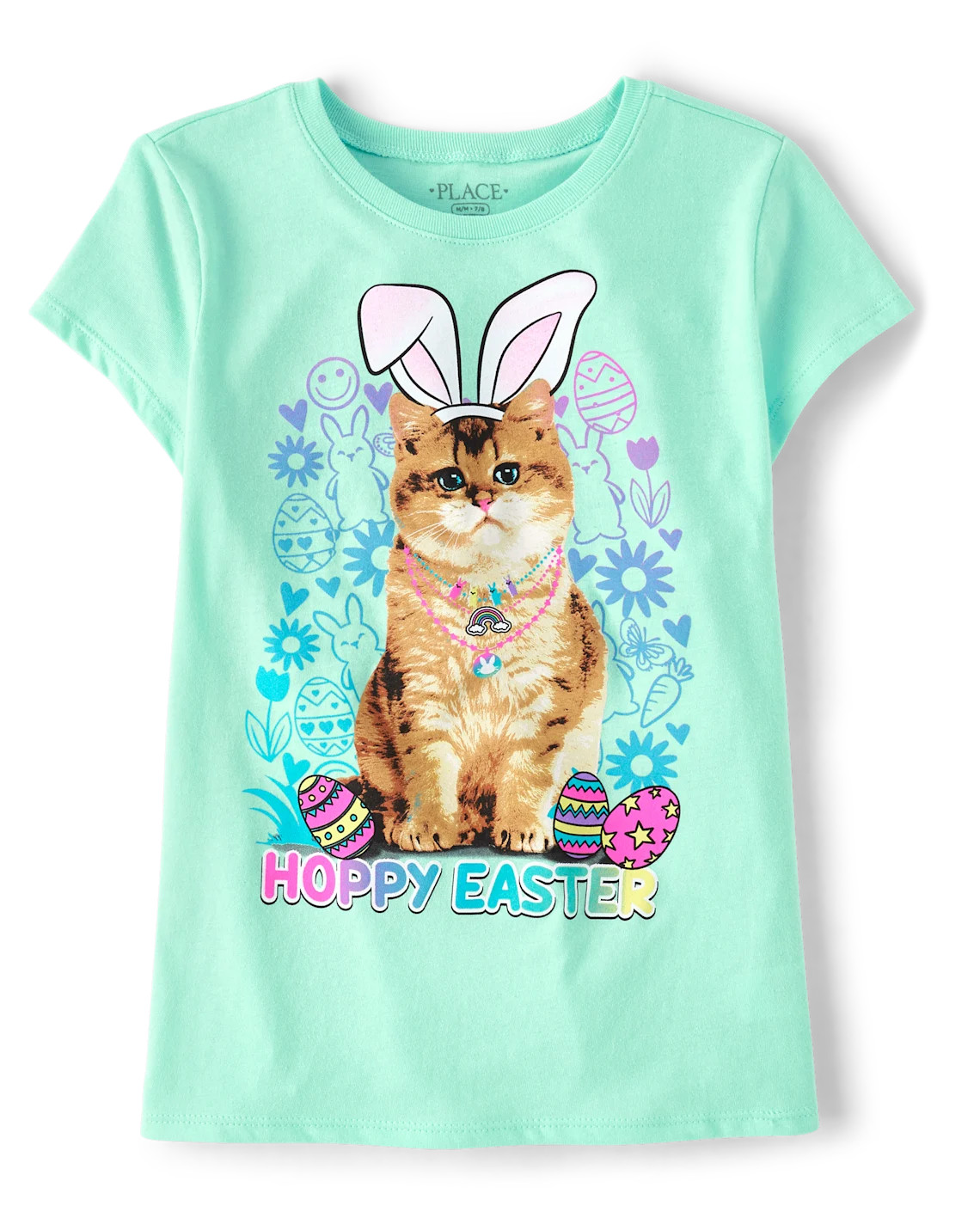 Girls Easter Cat Graphic Tee - aqua | The Children's Place