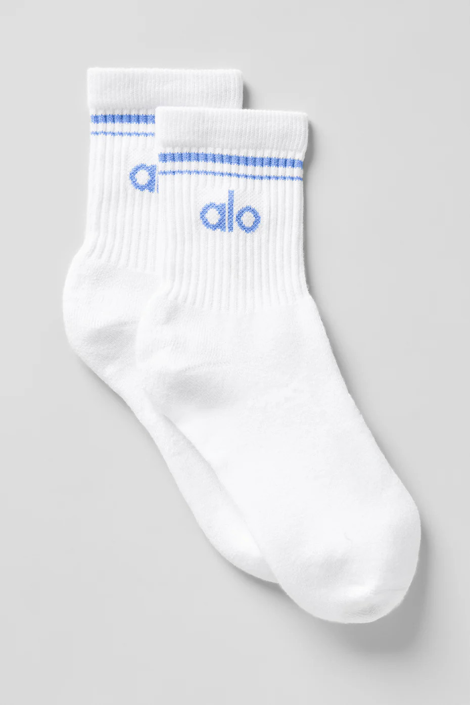 Alo Yoga� | Half-Crew Throwback Socks in White/Crystal Clear Blue, Size: Medium | Alo Yoga (US)