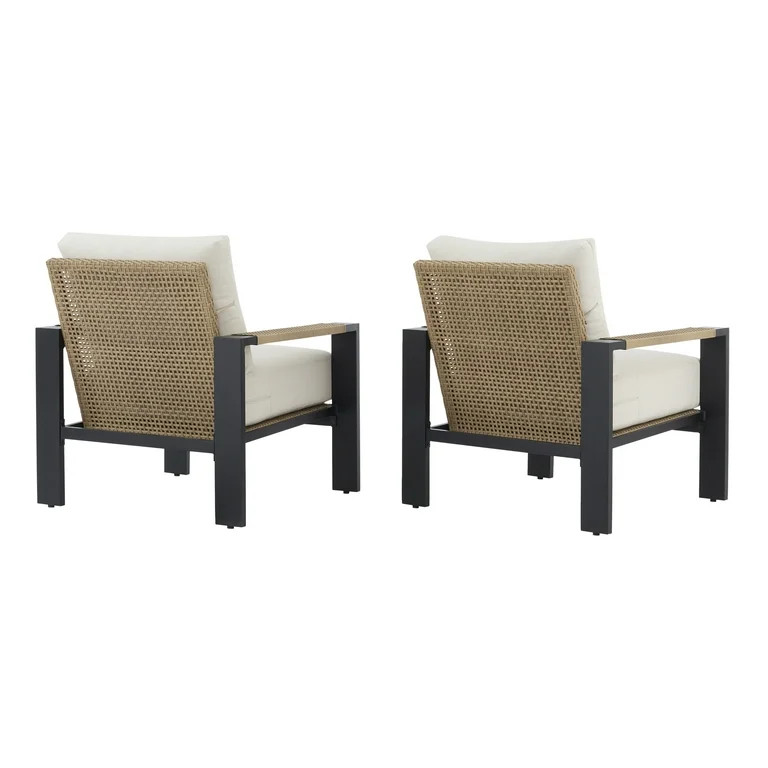 Better Homes & Gardens Ventura 2-Piece Outdoor Wicker Chat Chair, Beige | Walmart (US)