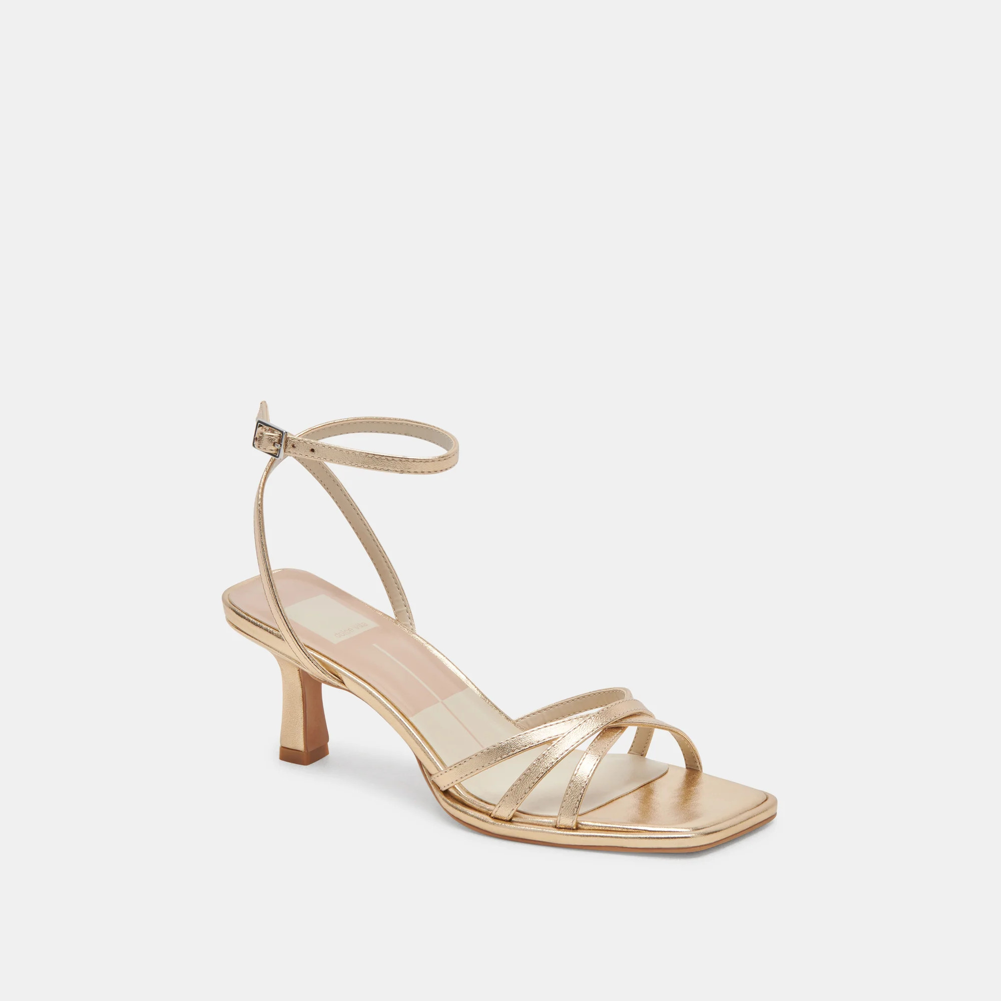 MANJI HEELS LIGHT GOLD METALLIC LEATHER | DolceVita.com