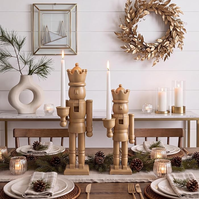Lemonroad 2 Pcs Christmas Nutcracker Candle Holders Decorative | Amazon (US)