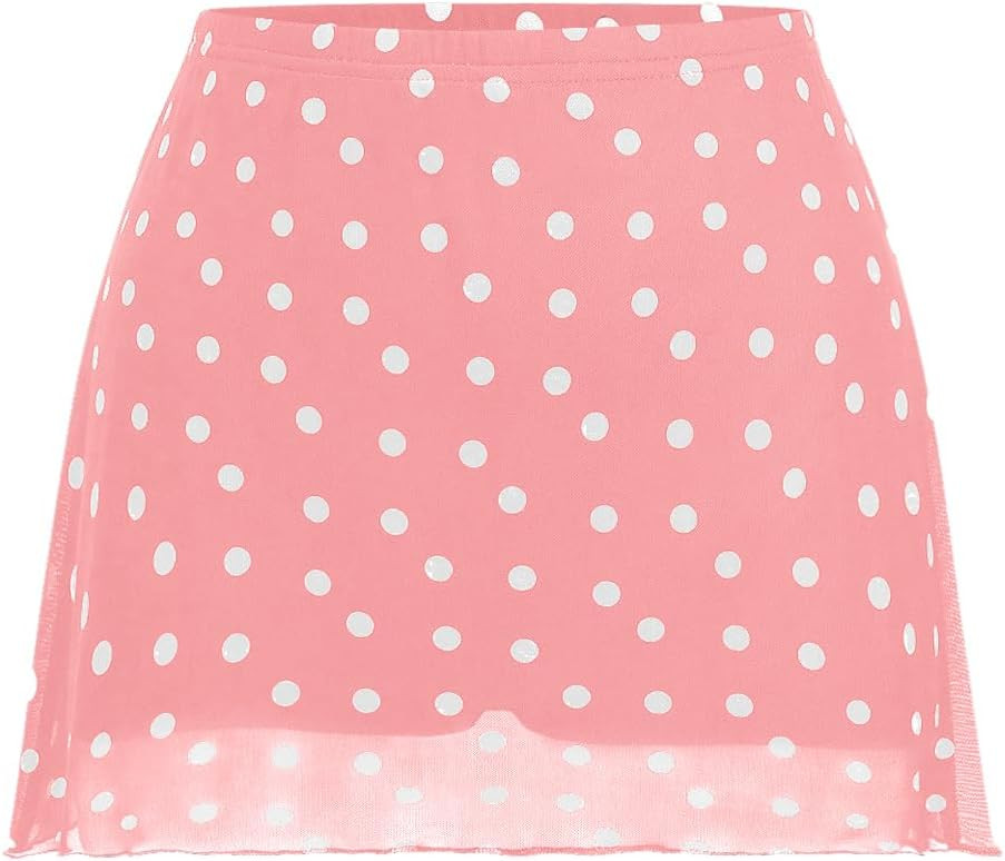 Verdusa Women's Polka Dots Mini Skirt Y2K Vintage Mesh Country Concert Outifits | Amazon (US)