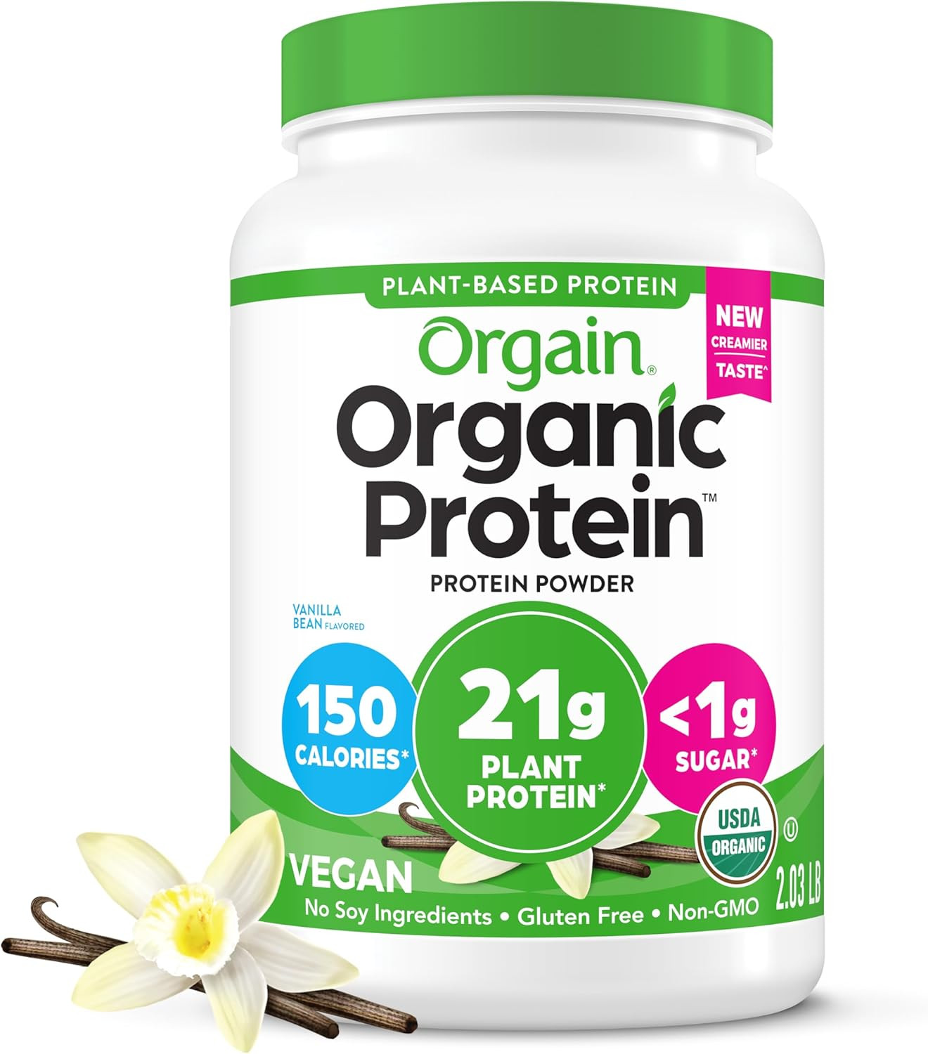 Orgain Organic Vegan Protein Powder, Vanilla Bean - 21g Plant Protein, 4g Prebiotic Fiber, No Lac... | Amazon (US)
