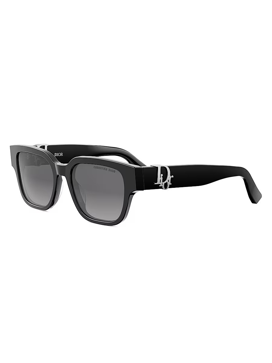 Men's DiorOblique S1I 53MM Square Sunglasses - Shiny Black Gradient Smoke | Saks Fifth Avenue