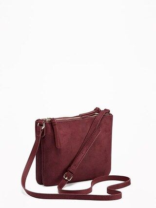 Old Navy Sueded Dual Zip Crossbody Bag For Women Size One Size - Oxblood | Old Navy US