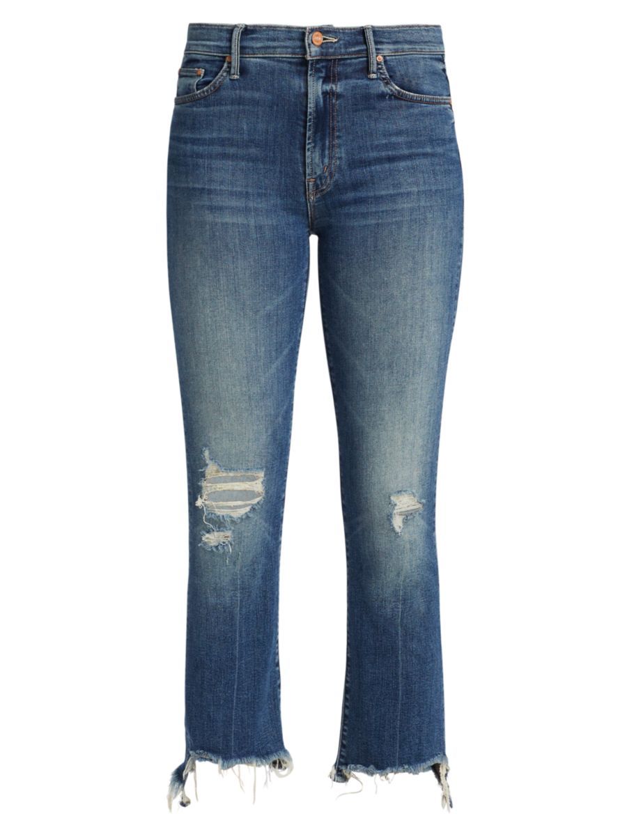 Mother The Insider High-Rise Step-Hem Stretch Crop Jeans | Saks Fifth Avenue