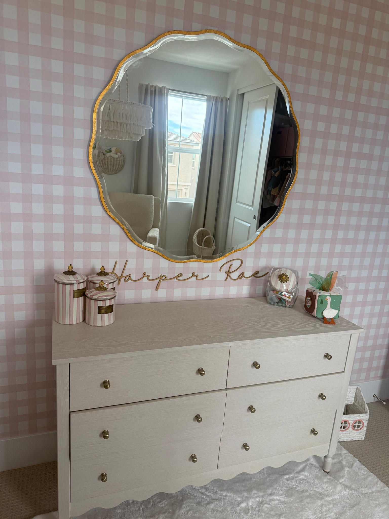 Babygirl pink gingham nursery 