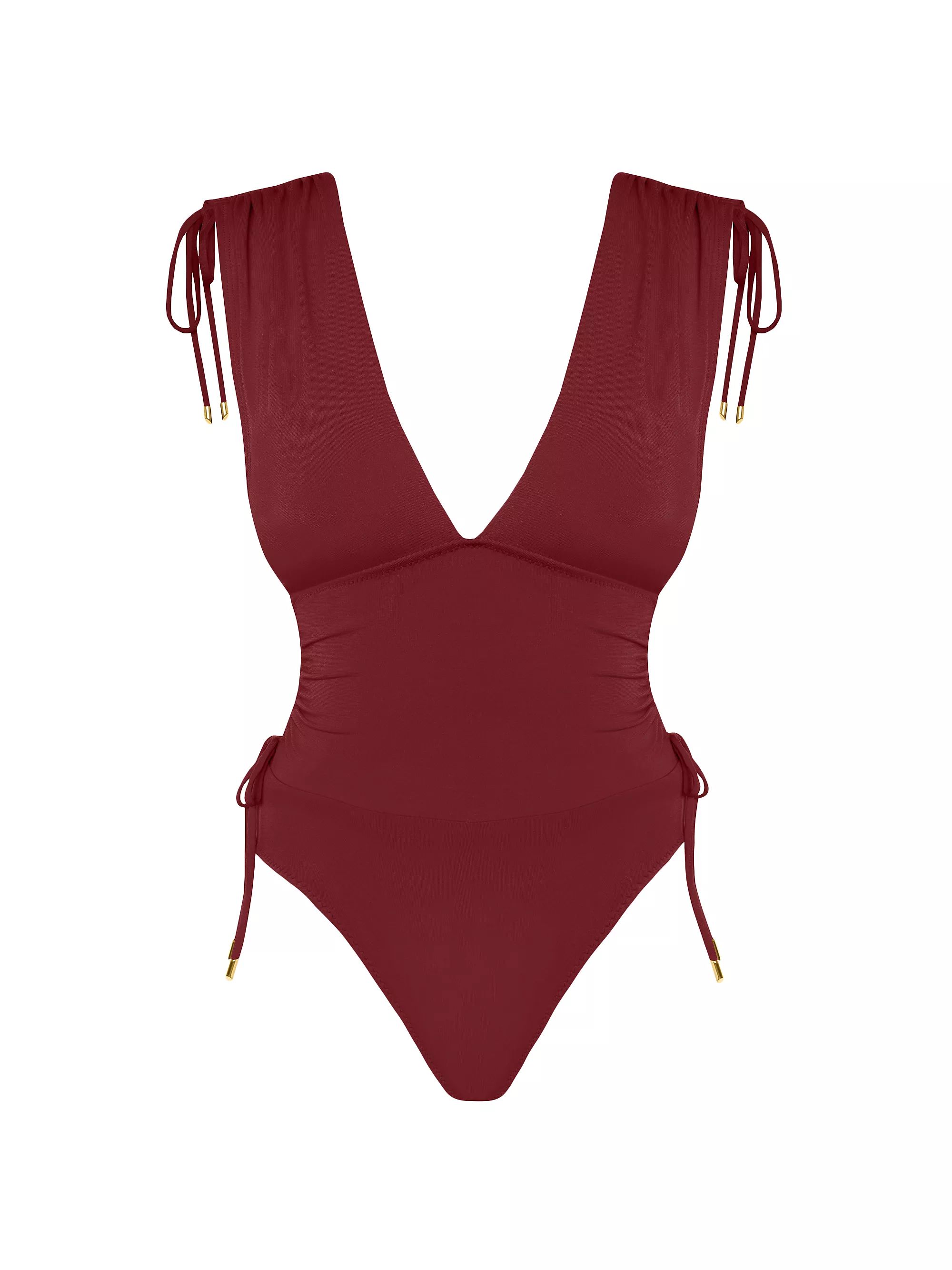 Shop Robin Piccone Aubrey Plunging V-Neck One-Piece Swimsuit | Saks Fifth Avenue | Saks Fifth Avenue