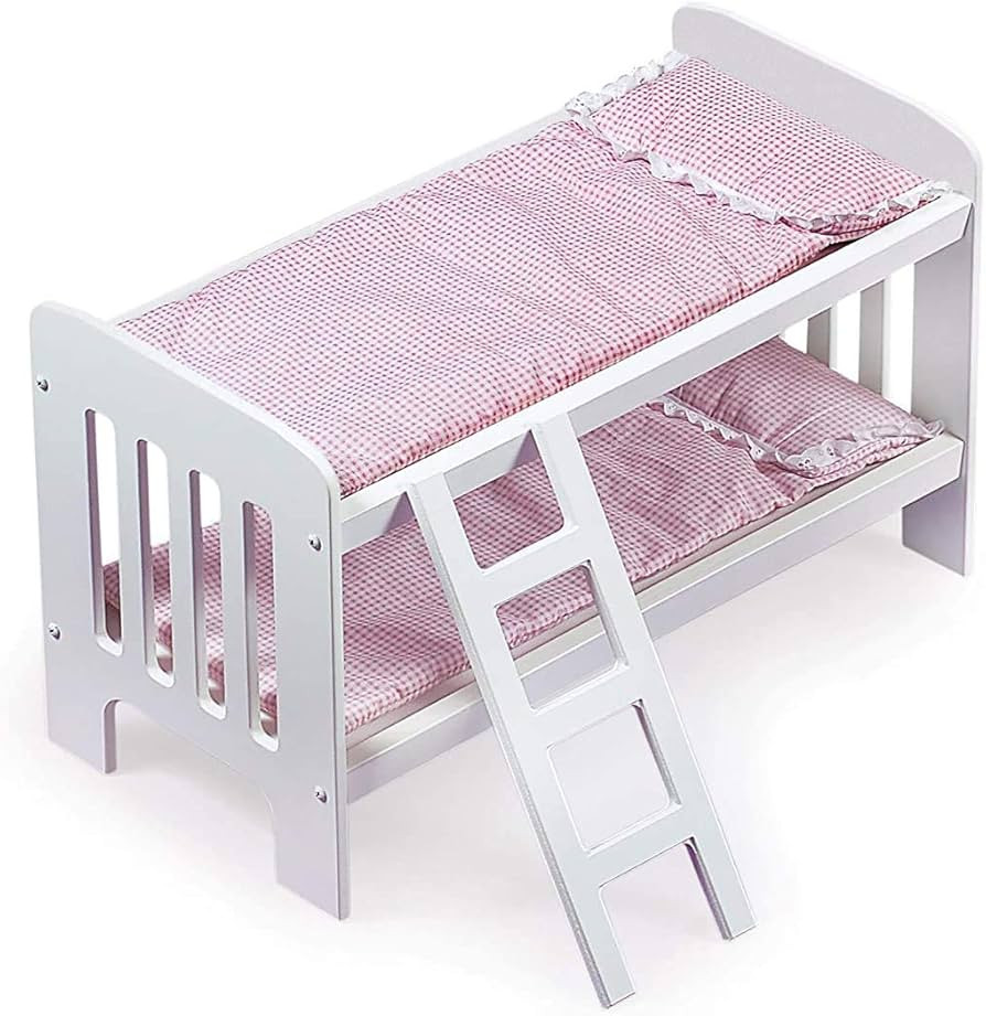 Badger Basket Doll Bunk Bed with Bedding and Ladder Fits 18 to 20-Inch Dolls - White and Pink Gin... | Amazon (US)