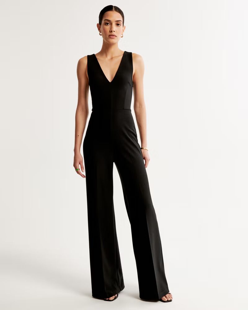 Plunge Crepe Jumpsuit | Abercrombie & Fitch (US)