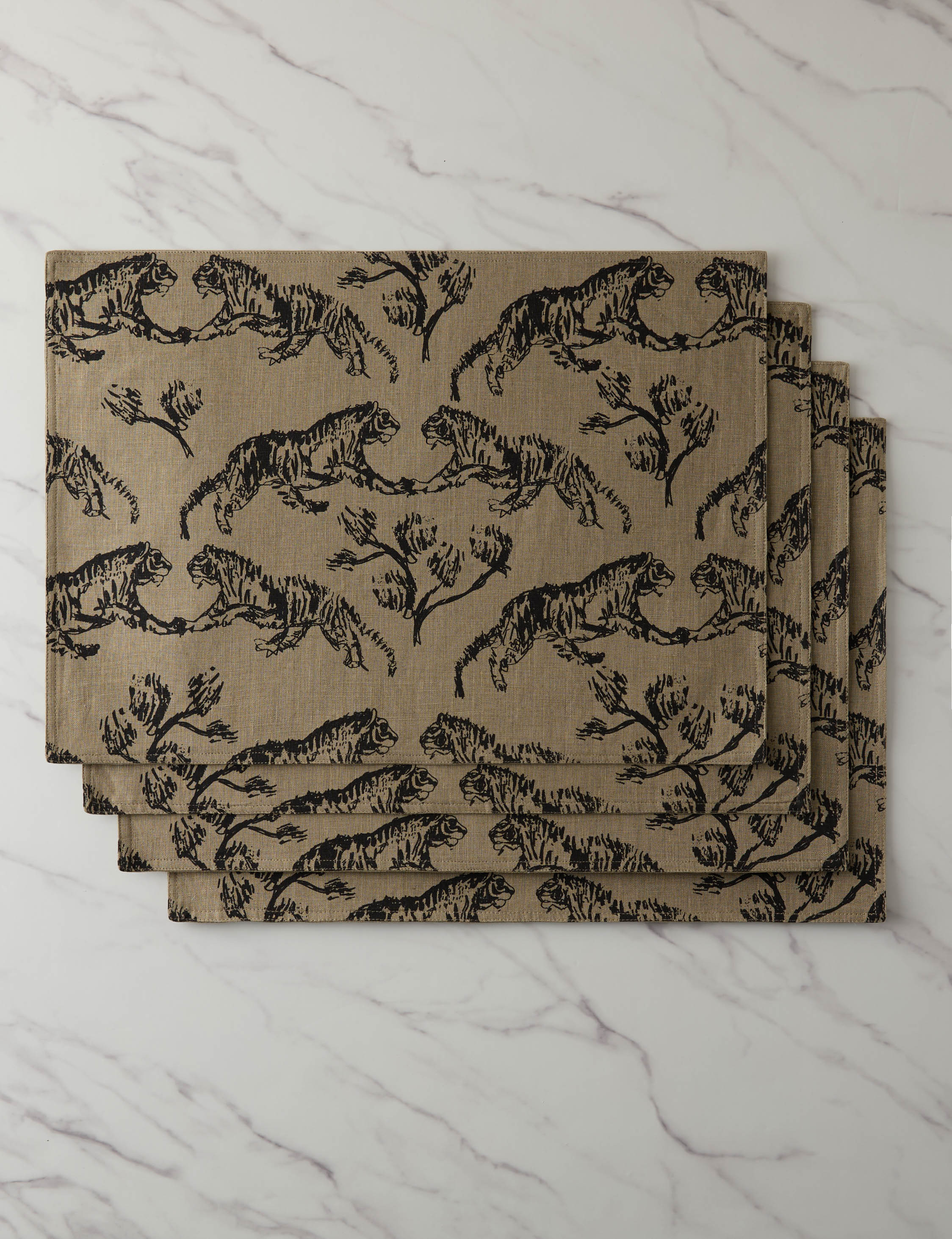 Tiger Linen Placemats (Set of 4) | Lulu and Georgia 