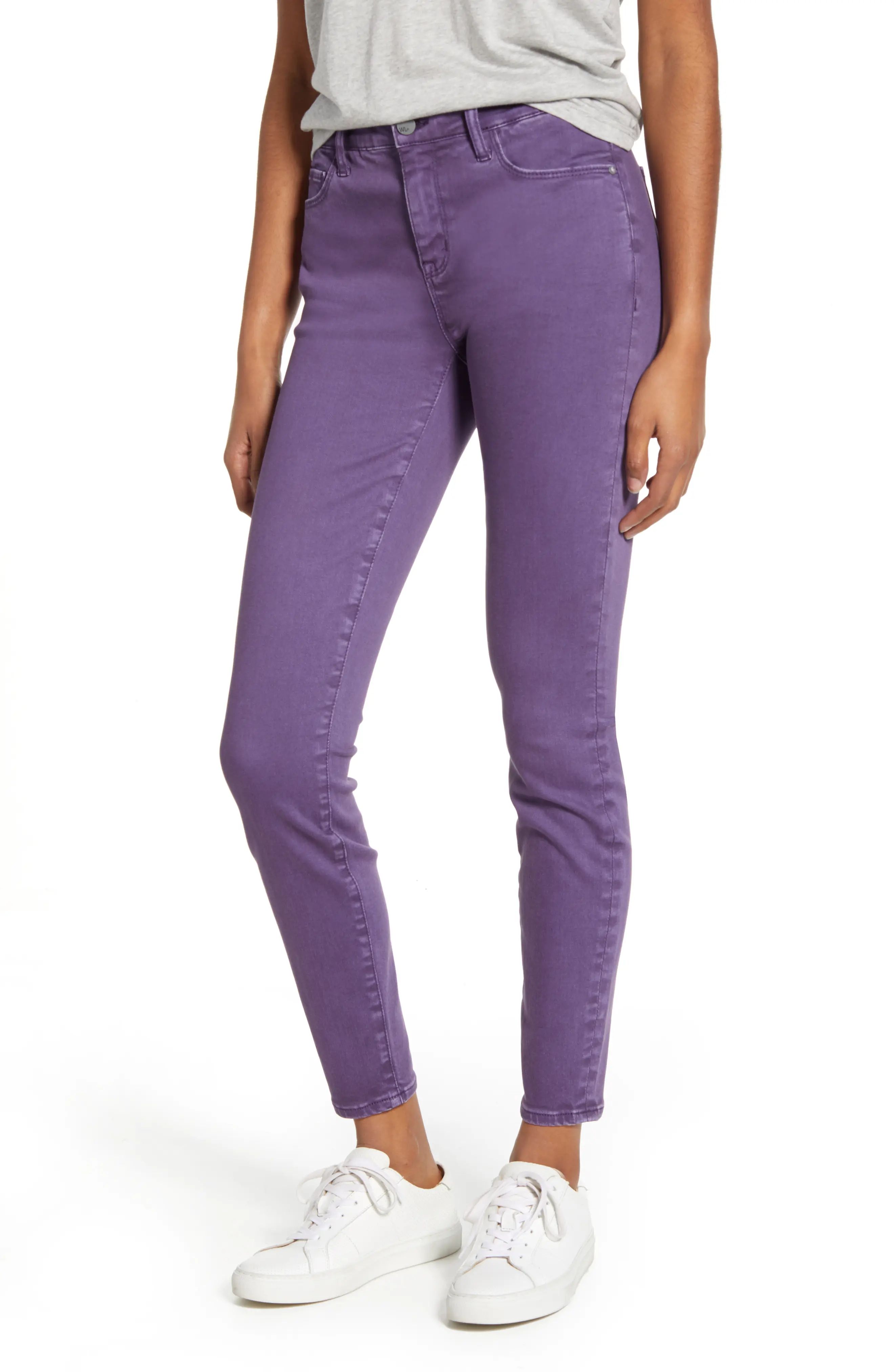 Women's Wash Lab Mid Rise Skinny Jeans, Size 27 - Purple | Nordstrom