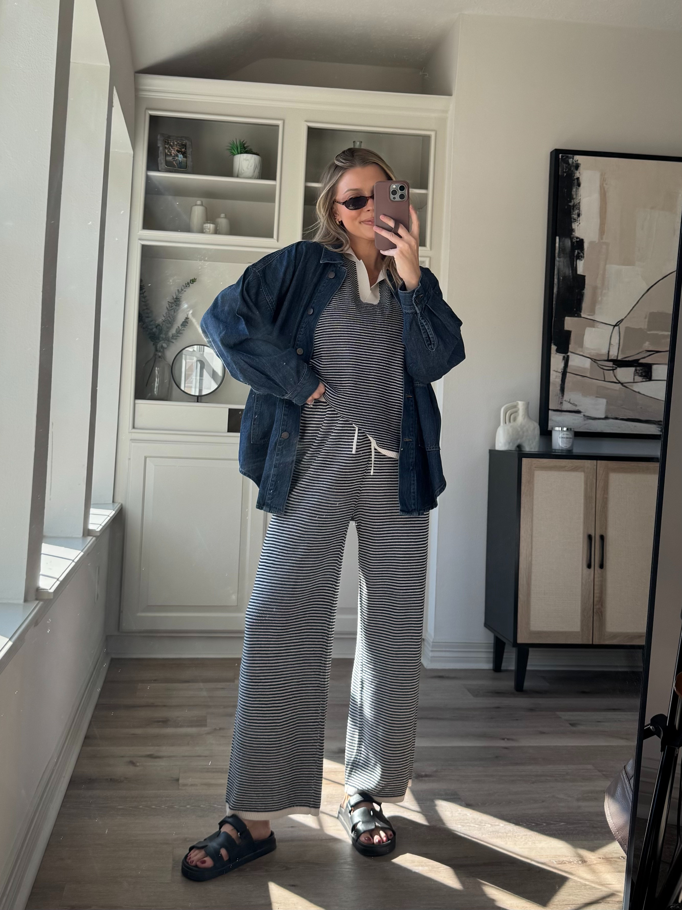 Loving this matching set for fall! Wearing M in set + S in denim shirt.  

 