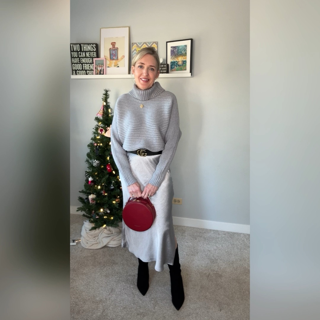 12 Days of Holiday Outfits- Day 2.

Metallics are trending and this silver slip skirt will take you from the holidays to spring. Paired with a cozy grey sweater and a red handbag for a pop of color. 

Sweater and skirt run true to size. Wearing xs in skirt and s in the sweater. 

holiday outfit, slip skirt outfit, holiday office attire, holiday workwear, holiday party outfitt

#LTKSeasonal #LTKHoliday #LTKWatchNow