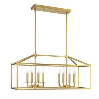 YOUKAIN Light Pro 8-Light Modern Vintage 36 in. Soft Gold Caged Farmhouse Linear Island Hanging Chan | The Home Depot