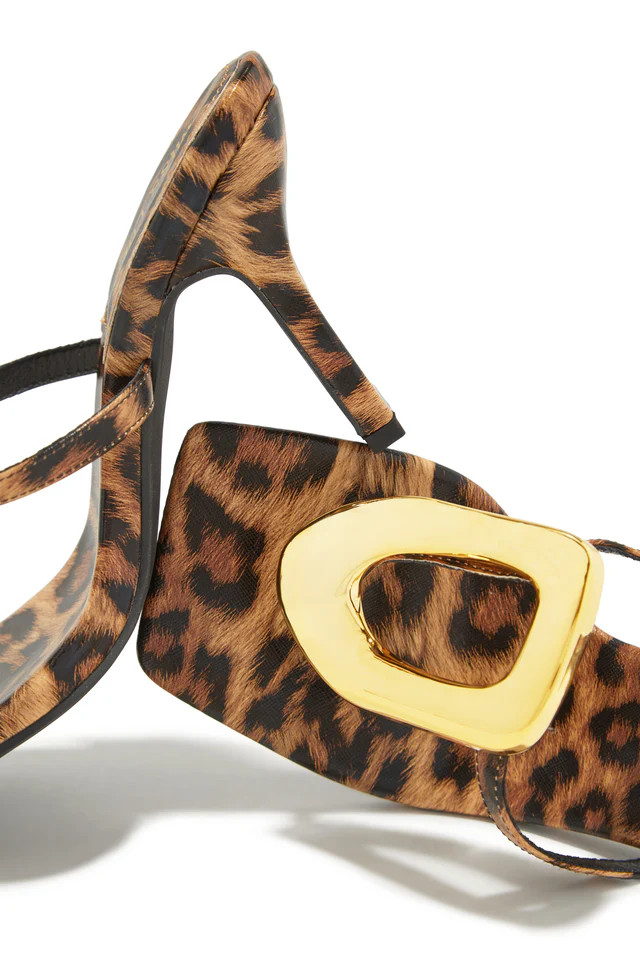 Miss Lola | Adonna Leopard Thong Strap Mule Heels | MISS LOLA