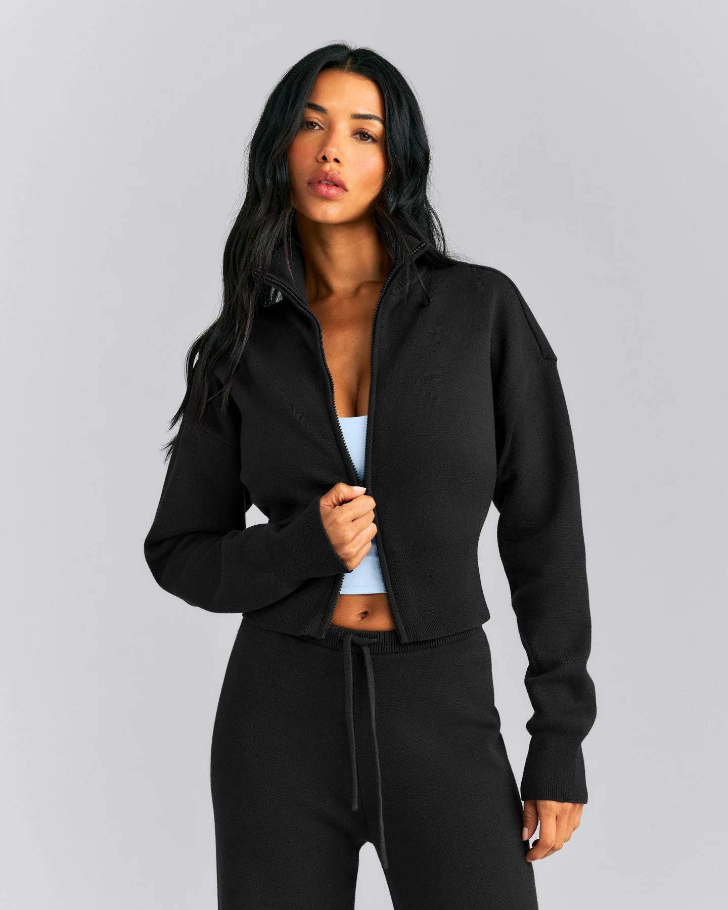 Mid Weight Cotton Knit Cardigan 
 Black | Oner Active (UK / US)