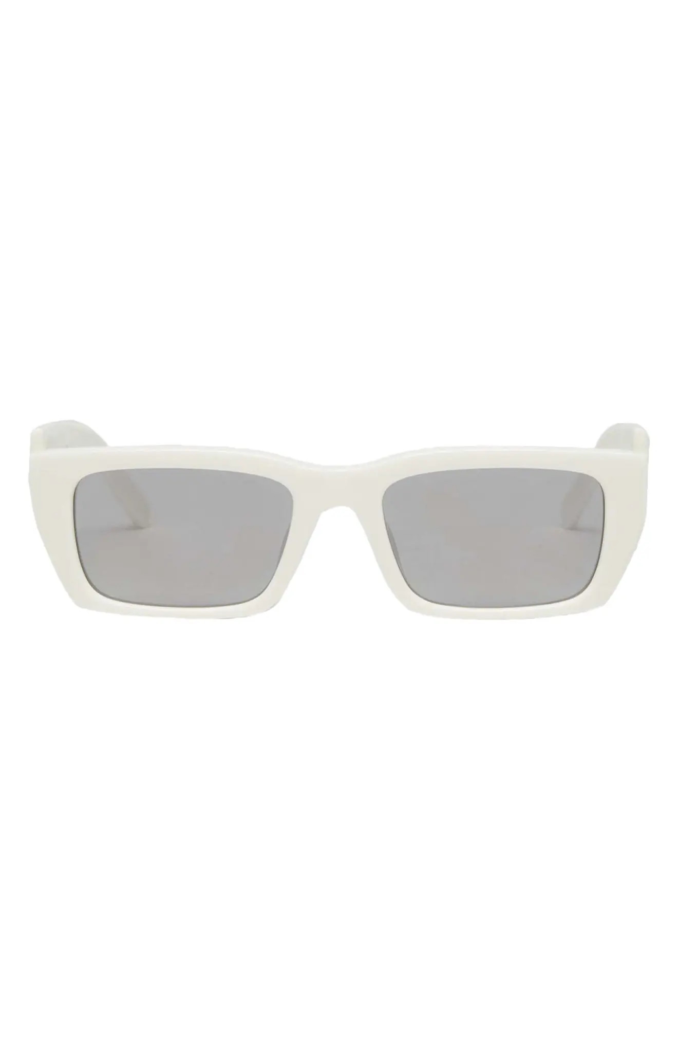 Palm Angels Palm 53mm Mirrored Rectangle Sunglasses in White at Nordstrom | Nordstrom