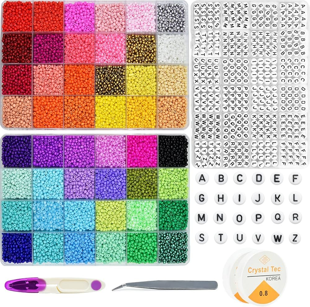 KOTHER 23000+pcs 48 Colors Friendship Bracelets Kit, 3mm Glass Seed Beads for Bracelets Making wi... | Amazon (US)
