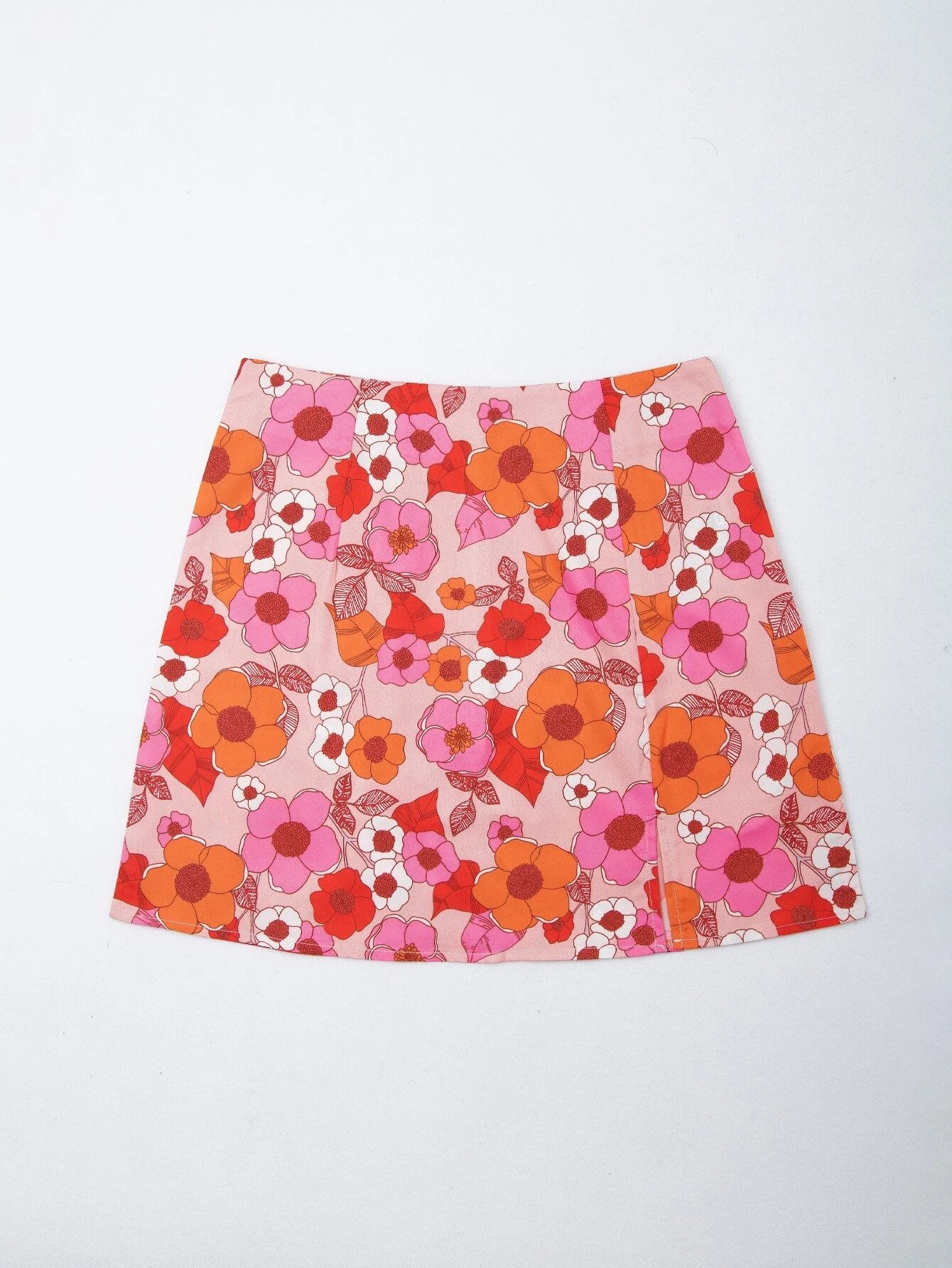 Floral Print Split Skirt | ROMWE