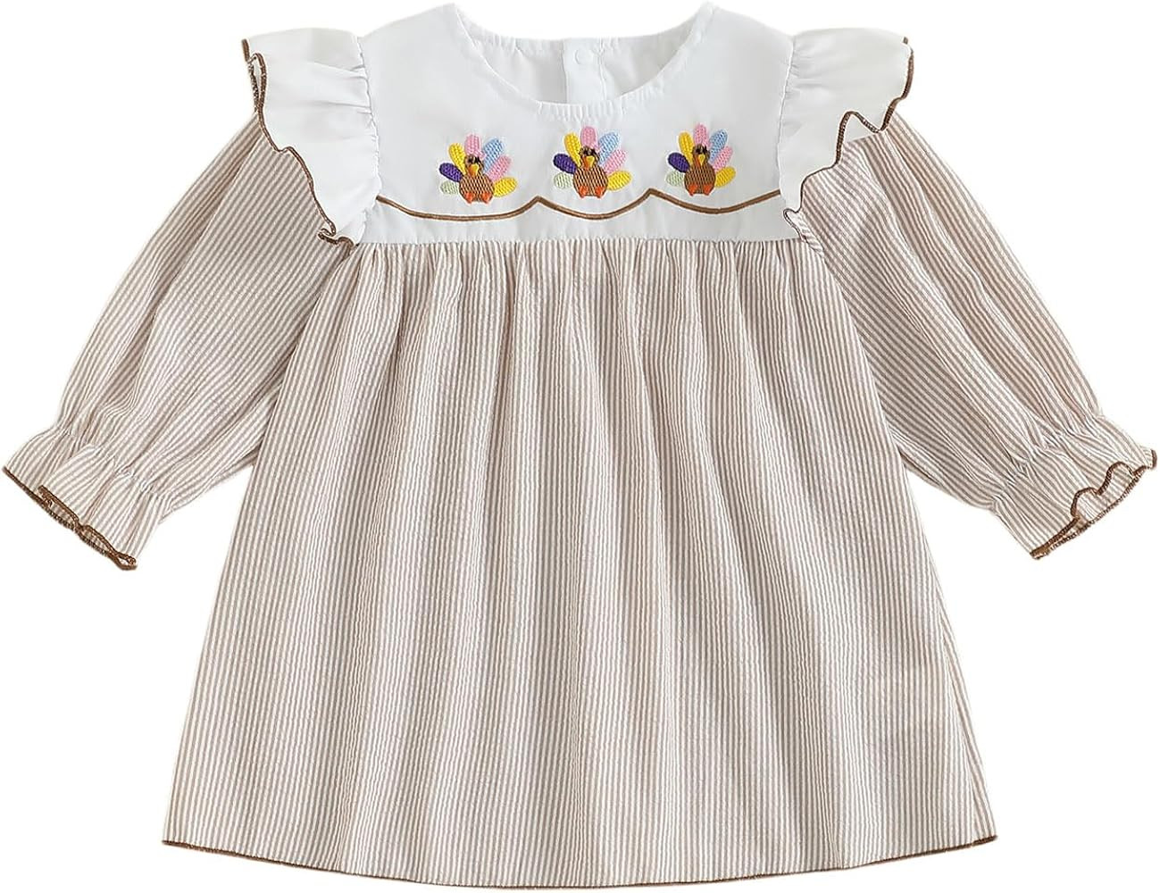 Toddler Baby Girl Halloween Outfit Peter Pan Collar Puff Sleeve Smocked Dress Infant Party Dress ... | Amazon (US)